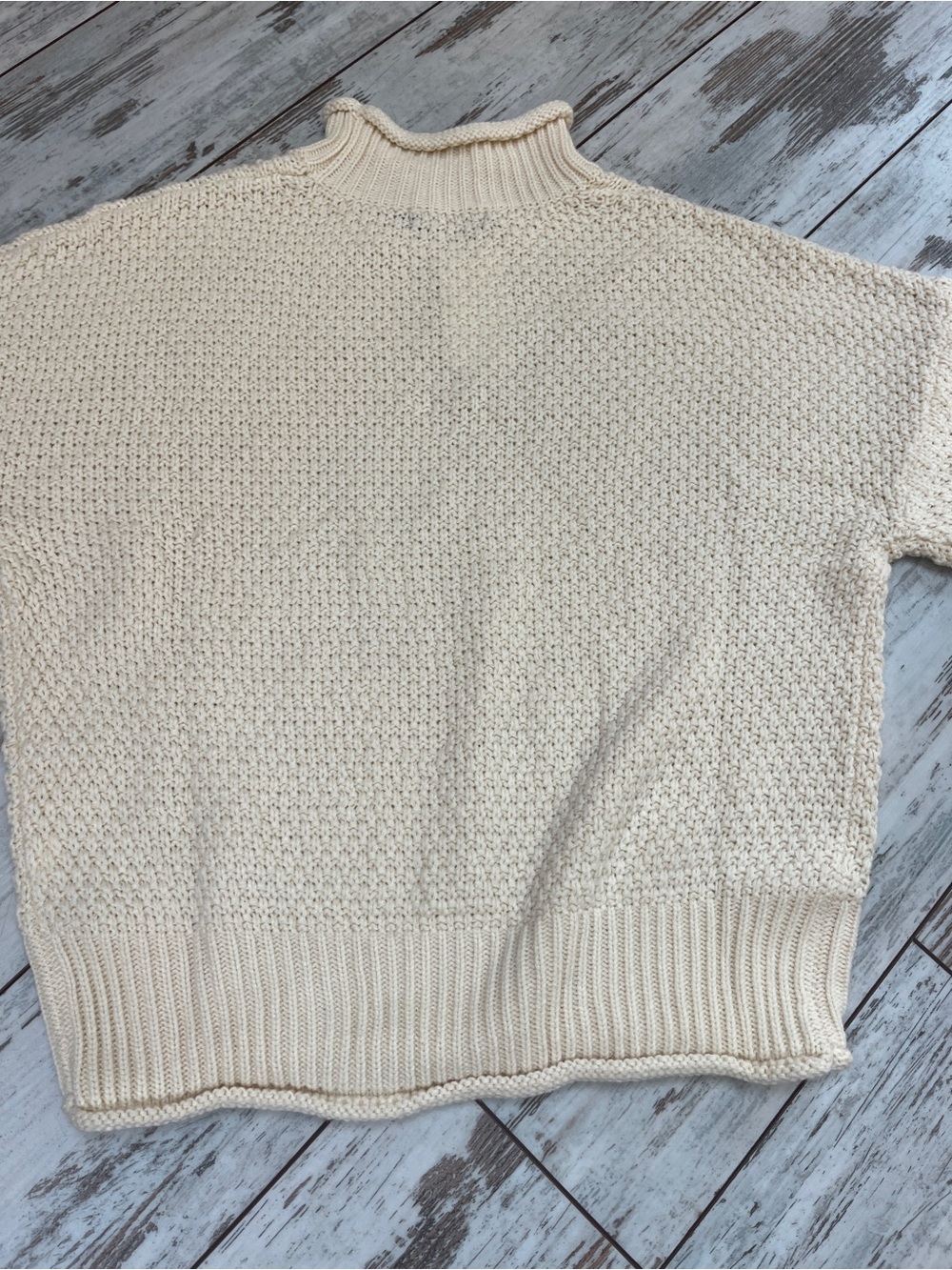 ZESICA Cream Textured Waffle Knit Sweater Mock Neck Oversized Womens Large NWT - Picture 9 of 12